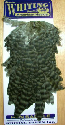 Whiting American Hen Saddle Grizzly Dark Olive