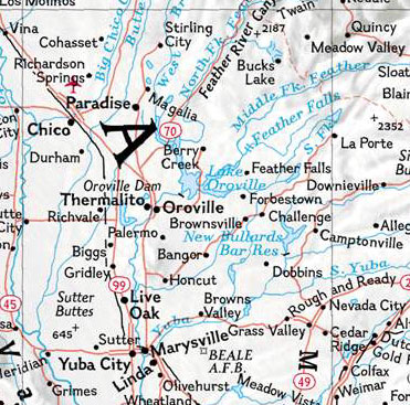 Direction map Lake Oroville