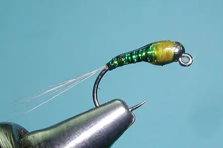 Perdigon Pearl Peacock & Yellow Jig