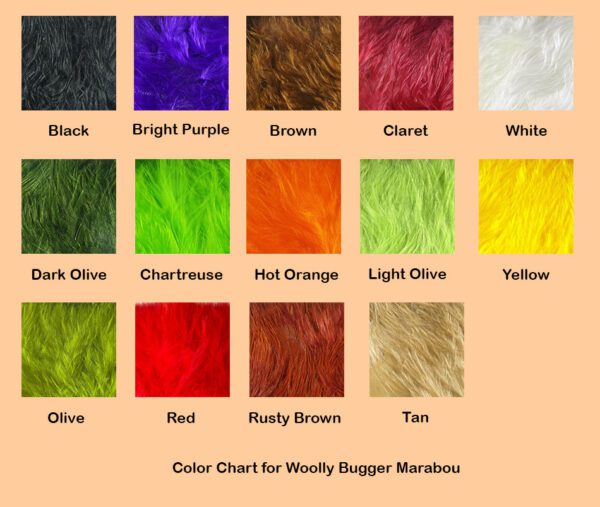 Color Chart Woolly Bugger Marabou