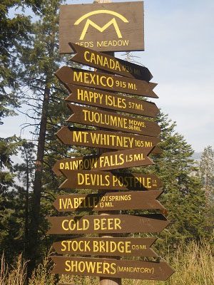 Upper MF San Joaquin, Red's Meadow Signpost