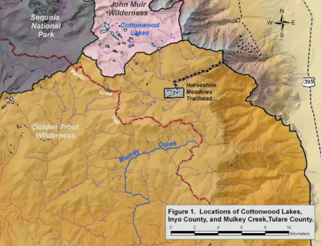 Map of Mulkey Creek