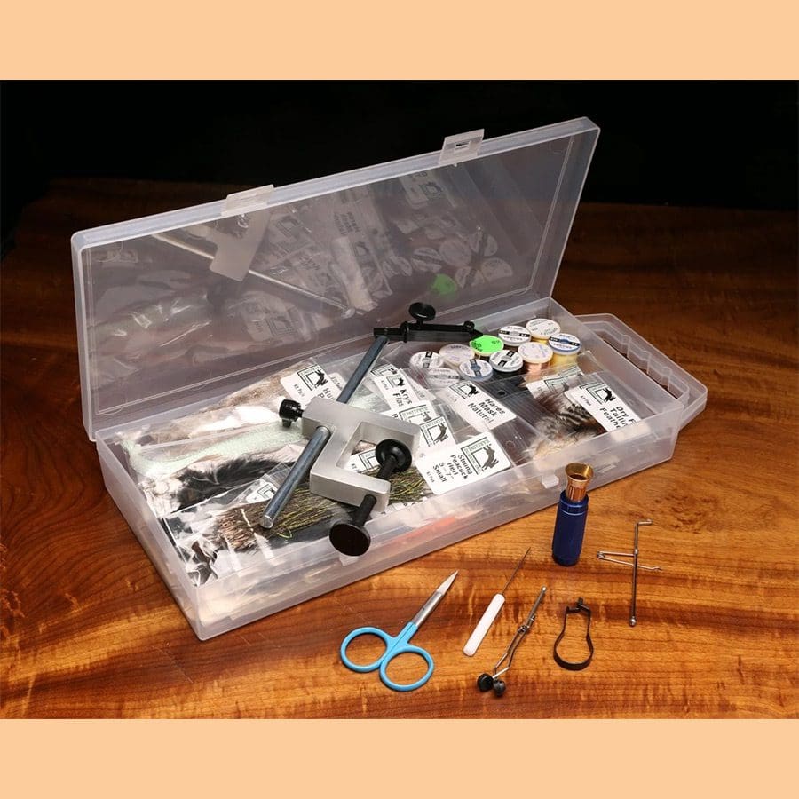Hareline Fly Tying Material Kit with Premium Tools and Vise