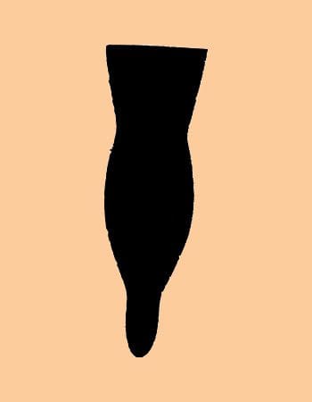 Black silhouette of a sock against a beige background.